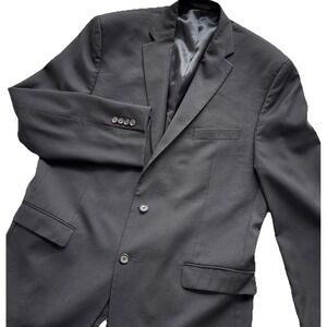Lauren Ralph Lauren Mens 44L Wool Jacket 2 Button Blazer Sport Coat Black Career